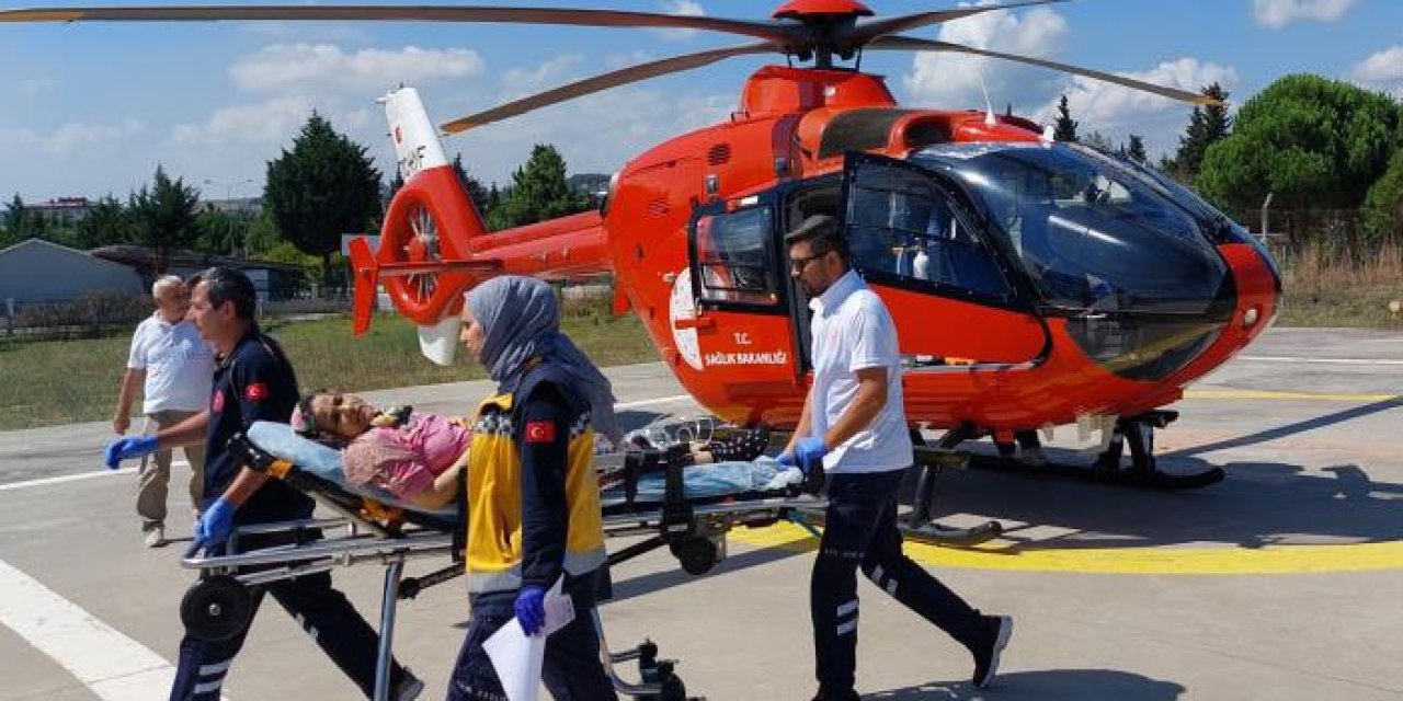 Samsun'da yaşlı kadının imdadına ambulans helikopter yetişti