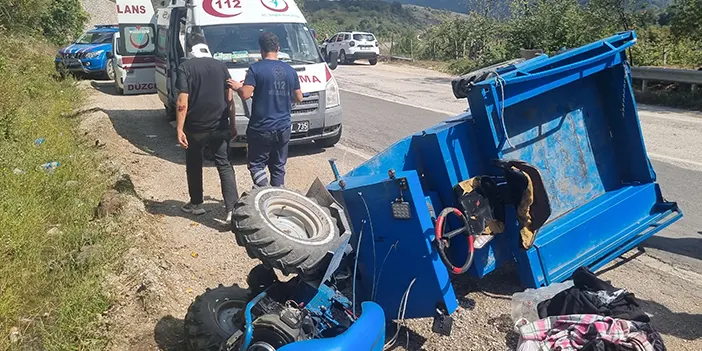 Düzce'de tarım aracının kontrolünü kaybetti! 6'sı çocuk 8 yaralı var!