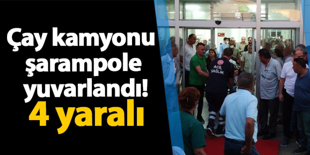 Giresun'da çay kamyonu şarampole yuvarlandı! 4 yaralı