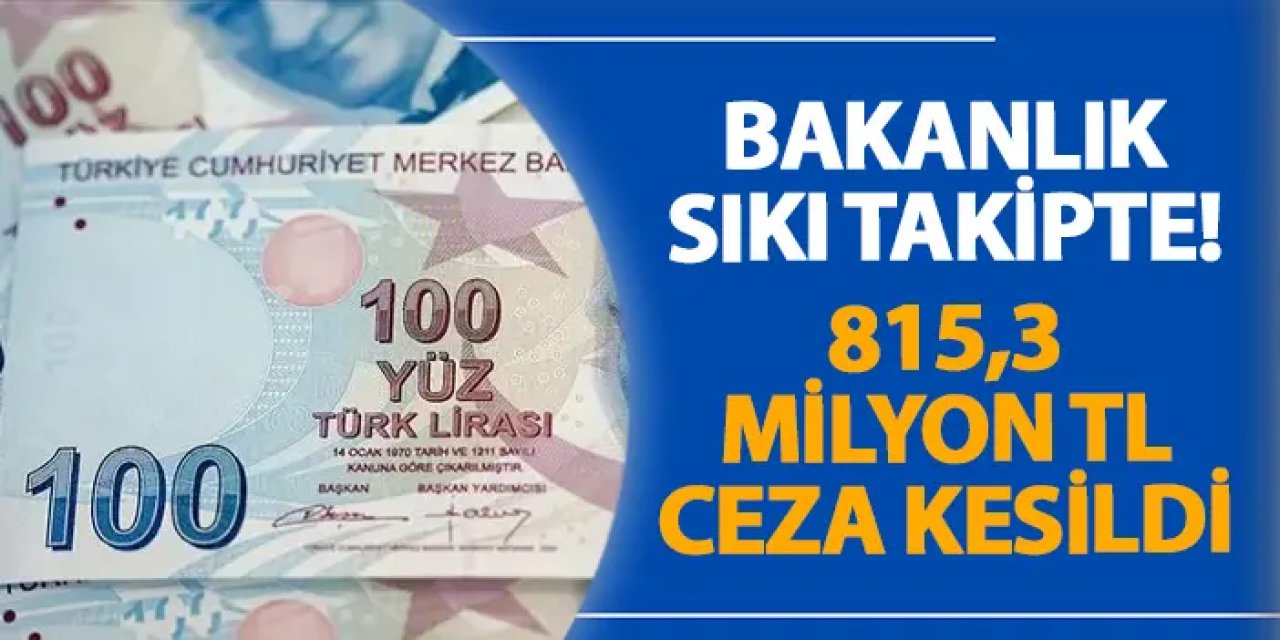 Bakanlık sıkı takipte! 815,3 milyon TL ceza kesildi