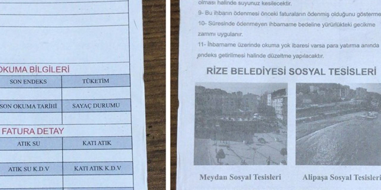 Rize Belediyesi'nden su faturasındaki reklama yönelik açıklama!