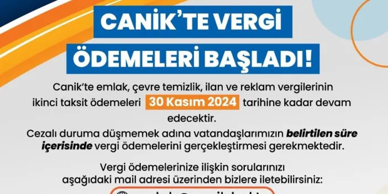 Samsun’dan vergi çağrısı! Son gün 30 kasım