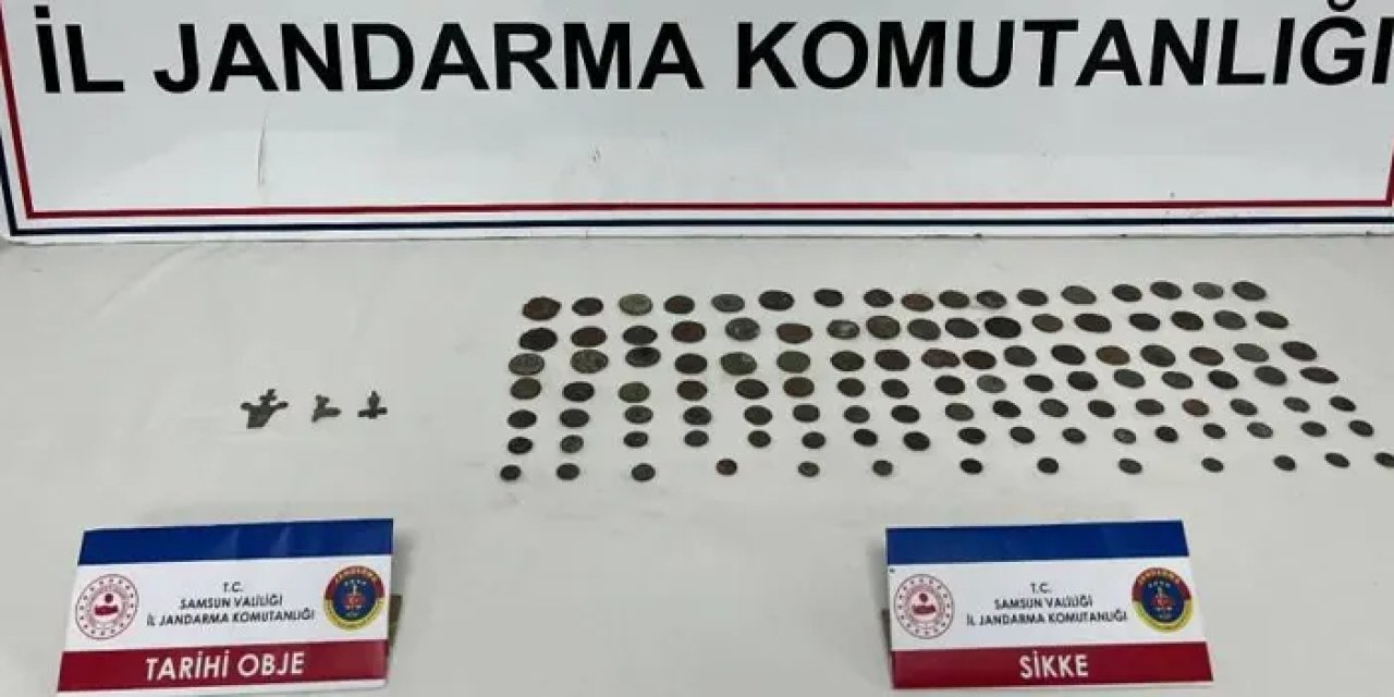 Samsun’da jandarmadan kaçak operasyonu! 113 sikke ele geçti