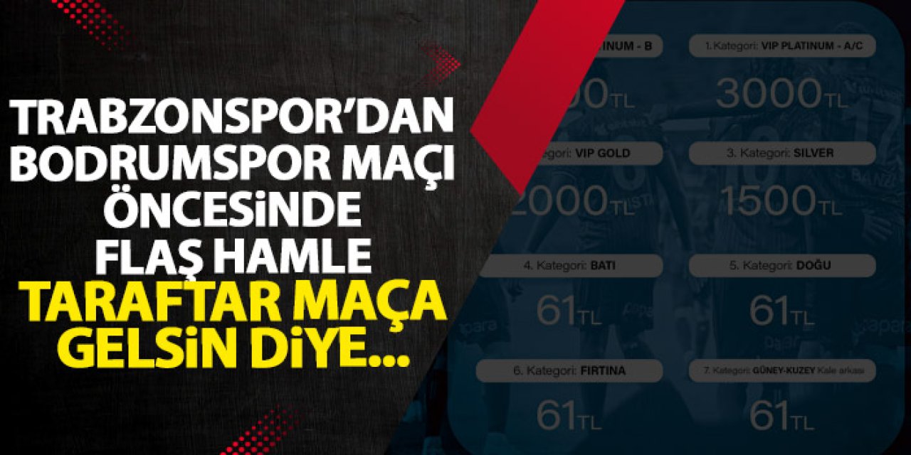 Trabzonspor’dan Bodrumspor maçı öncesi flaş hamle! Taraftar maça gelsin diye...