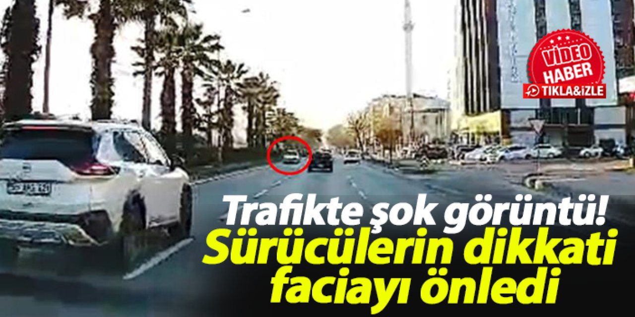 Samsun'da trafikte şok görüntü! Sürücülerin dikkati faciayı önledi