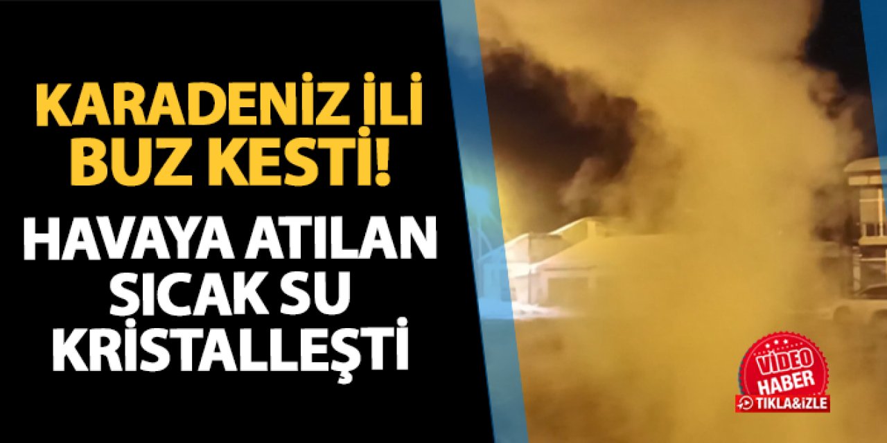 Karadeniz ili buz kesti! Havaya atılan sıcak su kristalleşti