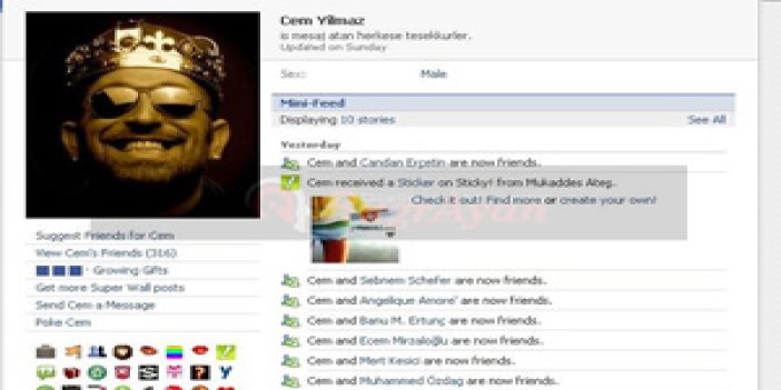 Cem facebook'ta patlama yaptı