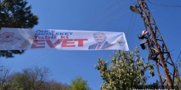 Ordu'da AK Parti'li vekil elektrik direğine tırmandı