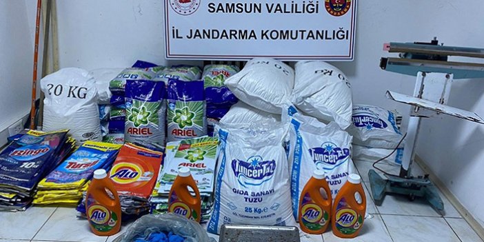 Samsun'da sahte deterjan imalathanesine baskın