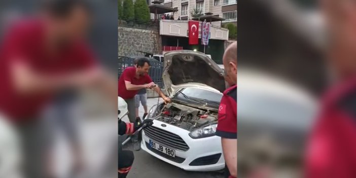 Trabzon'da otomobilin motor kısmından gelen seslerin nedeni herkesi şaşırttı