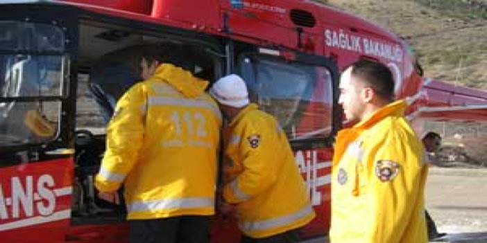 Ambulans helikopterle taşındı