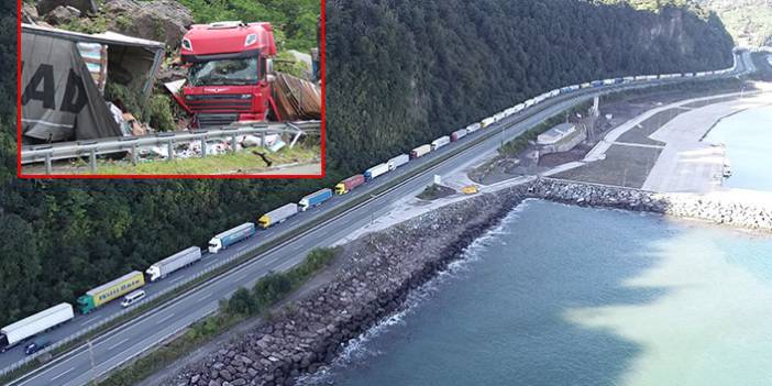 Heyelan sahasındaki TIR kuyruğunda 'korkulu' bekleyiş