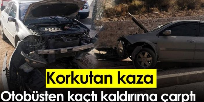 Gümüşhane'de korkutan kaza! Otobüsten kaçtı kaldırıma çarptı