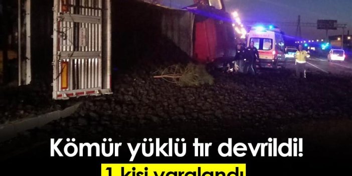 Samsun'da kömür yüklü tır devrildi! 1 yaralı