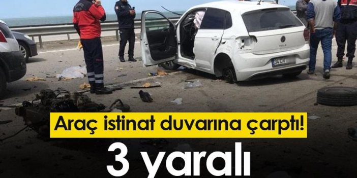 Giresun'da araç istinat duvarına çarptı! 3 yaralı