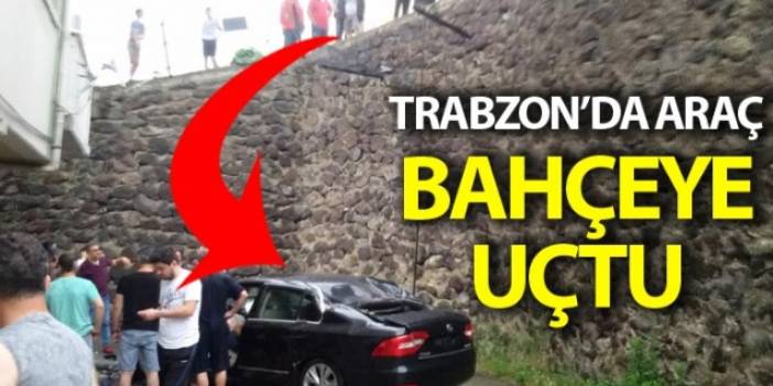 Trabzon'da araç bahçeye uçtu