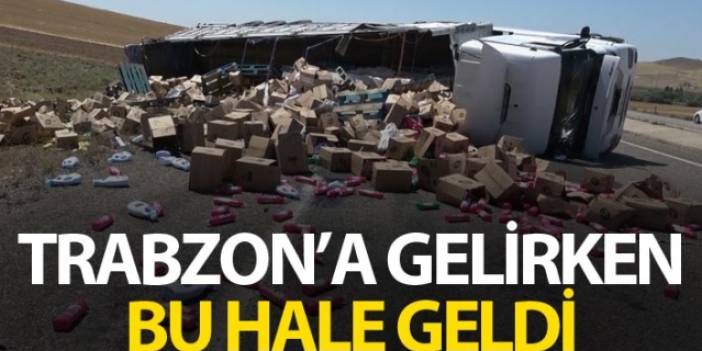 Trabzon'a gelen deterjan yüklü tır devrildi: 1 yaralı