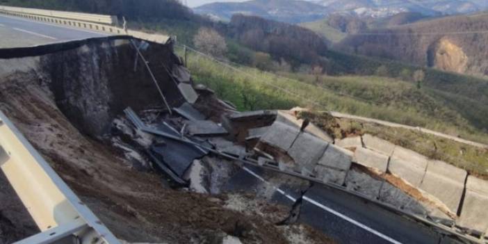 Karayolu bomba patlamış gibi çöktü