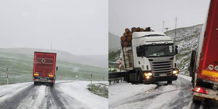 Karadeniz'i Doğu Anadolu'ya bağlayan geçide kar yağdı! Sürücüler zor anlar yaşadı