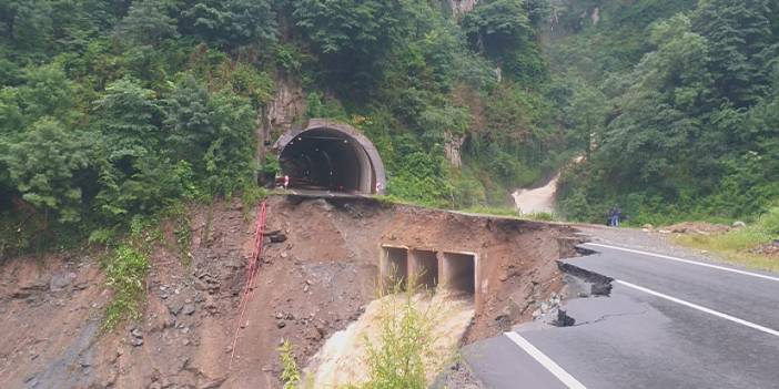 Ordu'da tünel çıkışı heyelan! O anlar kameralara yansıdı