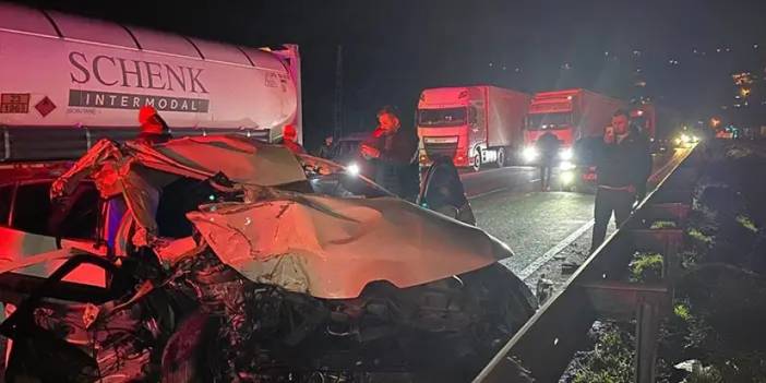 Bölgemizde korkutan kaza! Otomobil LPG yüklü tankere çarptı