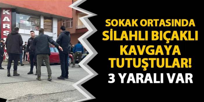 Sokak ortasında silahlı bıçaklı kavga! 3 yaralı