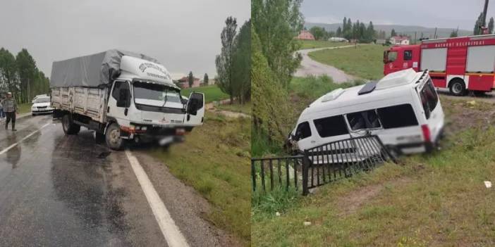 Bayburt'ta kamyonla minibüs çarpıştı! 2 kişi yaralandı