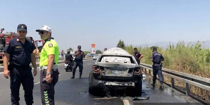 Aydın'da korkutan anlar! Otomobil alev aldı