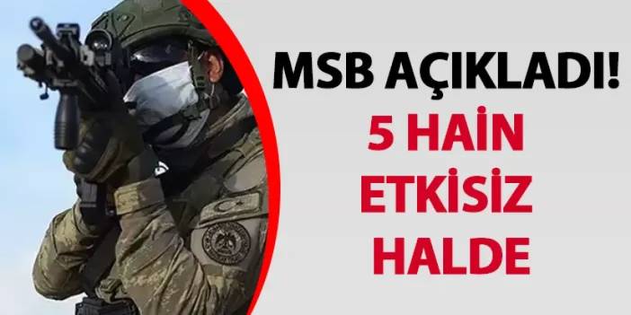 MSB açıkladı! 5 hain etkisiz halde