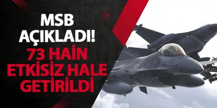 MSB açıkladı! 73 hain etkisiz hale getirildi