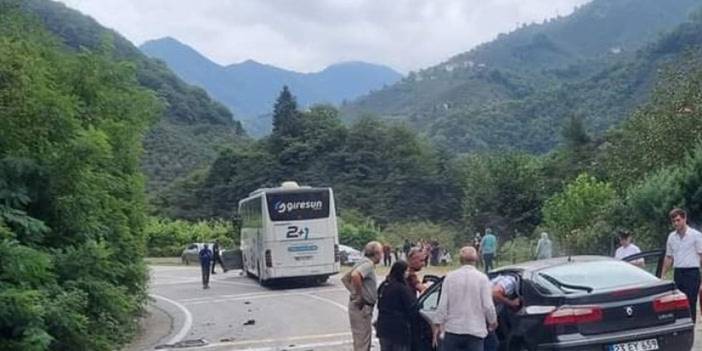 Giresun'da otomobil ve otobüs çarpıştı! 1 yaralı