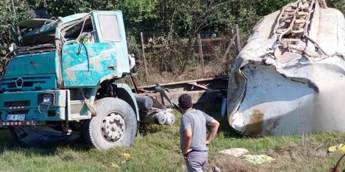 Samsun’da korkunç kaza! Sulama tankeri şarampole yuvarlandı