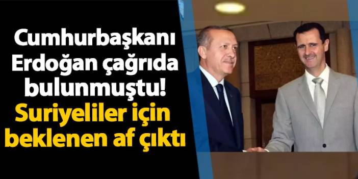 Cumhur Başkanı Erdoğan belirtmişti! Esad'tan Suriyeliler için beklen af geldi