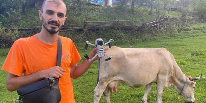 Artvinli genç çiftçiden inekleri için sıra dışı yöntem: Drone çobanlık