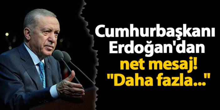 Cumhurbaşkanı Erdoğan'dan net mesaj! "Daha fazla..."