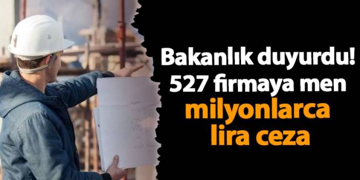 Bakanlık duyurdu! 527 firmaya men milyonlarca lira ceza