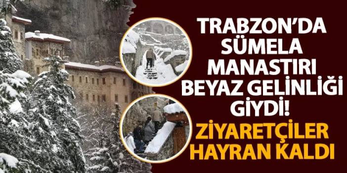 Trabzon’da Sümela Manastırı beyaz gelinliği giydi!  Ziyaretçiler hayran kaldı