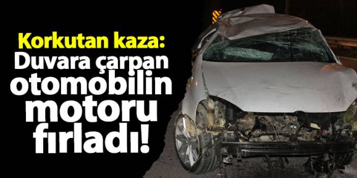 Samsun'da korkutan kaza: Otomobil duvara çarptı, motoru fırladı!