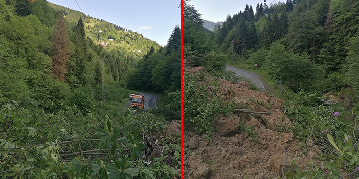 Trabzon'da heyelan! Yol ulaşıma kapandı