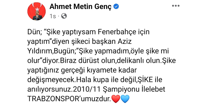 Başkan Genç’ten Aziz Yıldırım’a sert tepki! “Delikanlı olun”