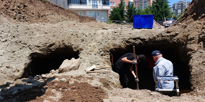 Samsun'da inşaat kazısında 2 mezar odası bulundu