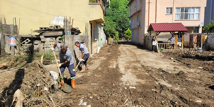 Giresun'da şiddetli yağışın tahribatı gideriliyor