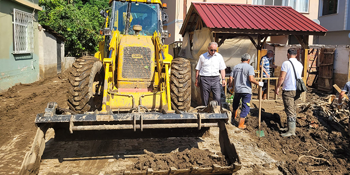 Giresun'da şiddetli yağışın tahribatı gideriliyor