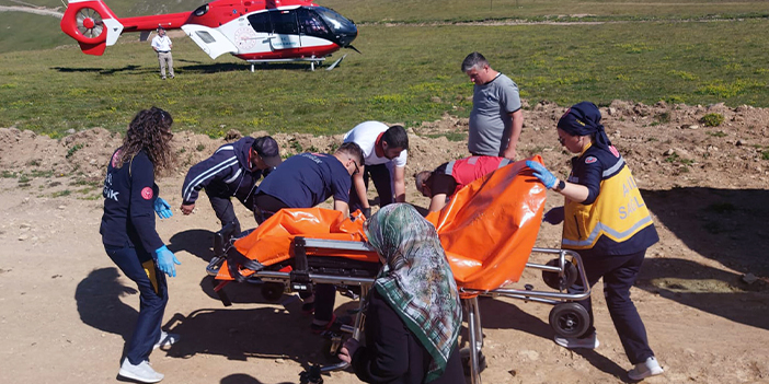 Trabzon'da yaylada rahatsızlanan hasta ambulans helikopterle hastaneye ulaştırıldı