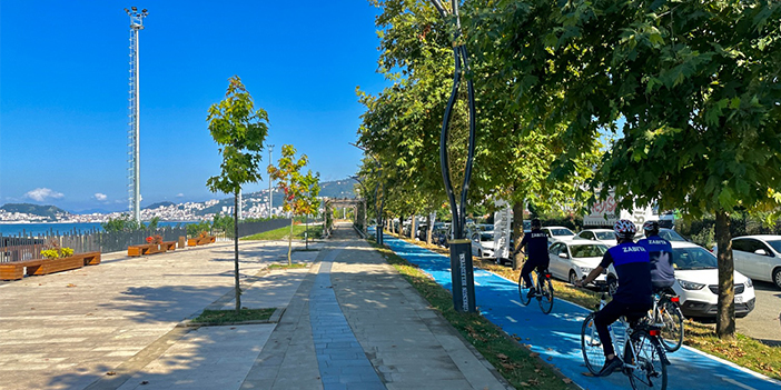 Giresun'da bisikletli zabıtalardan çevre denetimi