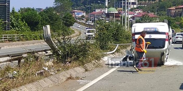 Trabzon’da trafik kazası! Araç takla attı