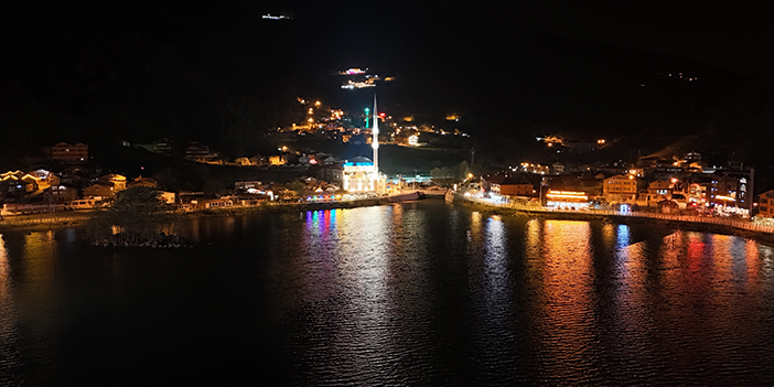 Uzungöl ve çevresi havadan görüntülendi! Geceleri ışıl ışıl görünüyor