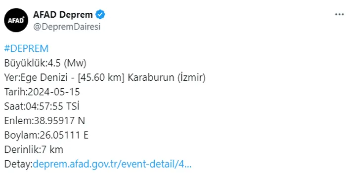 Ege Denizi’nde peş peşe iki deprem! İşte büyüklükleri