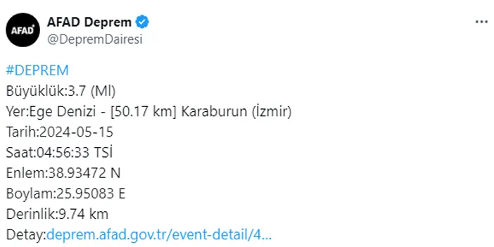 Ege Denizi’nde peş peşe iki deprem! İşte büyüklükleri