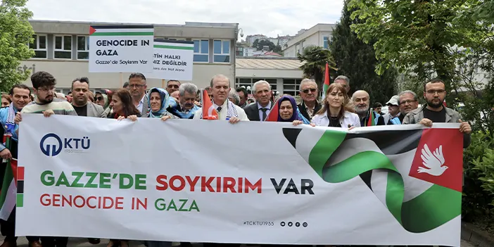 KTÜ'de İsrail'in Gazze'ye yönelik saldırıları protesto edildi